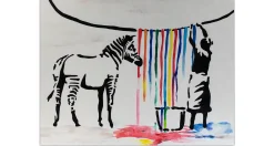 XXL Öl Gemälde 'Banksy's Zebra' | Handgemaltes Unikat