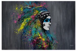 XXL Öl Gemälde 'Beautiful Indian' | Handgemaltes Unikat