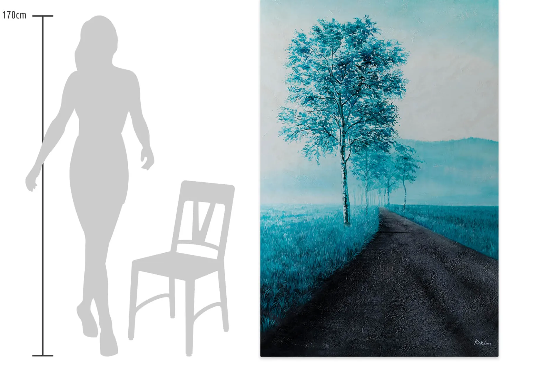 XXL Öl Gemälde 'Birch Path at Dawn' | Handgemaltes Unikat