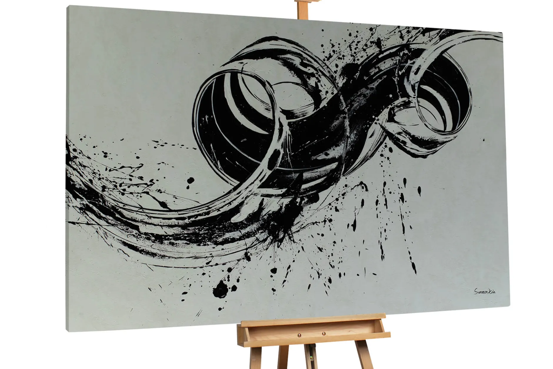 XXL Öl Gemälde 'Black Spiral' | Handgemaltes Unikat
