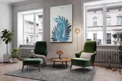 XXL Öl Gemälde 'Blauer Blättertanz' | Handgemaltes Unikat
