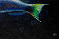XXL Öl Gemälde 'Blaues Fischleben' | Handgemaltes Unikat