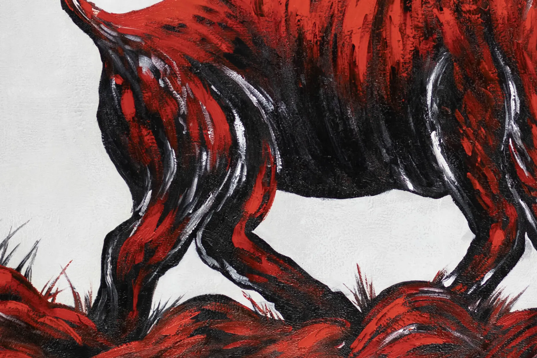 XXL Öl Gemälde 'Bloody Bull' | Handgemaltes Unikat