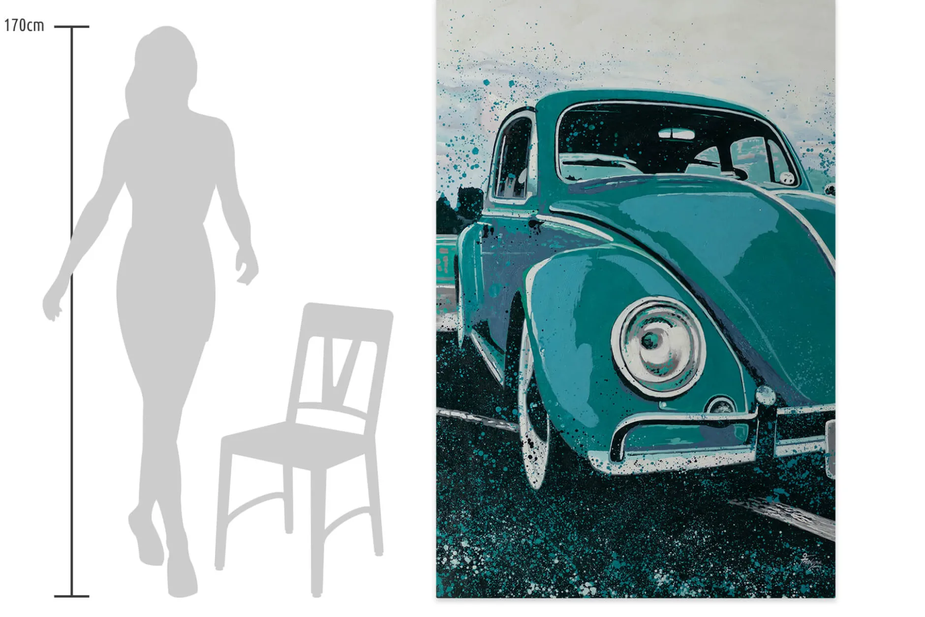 XXL Öl Gemälde 'Blue Beetle' | Handgemaltes Unikat