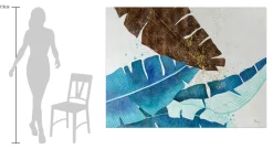 XXL Öl Gemälde 'Blue Jungle Leaves' | Handgemaltes Unikat