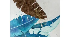 XXL Öl Gemälde 'Blue Jungle Leaves' | Handgemaltes Unikat