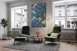XXL Öl Gemälde 'Blue Monstera' | Handgemaltes Unikat