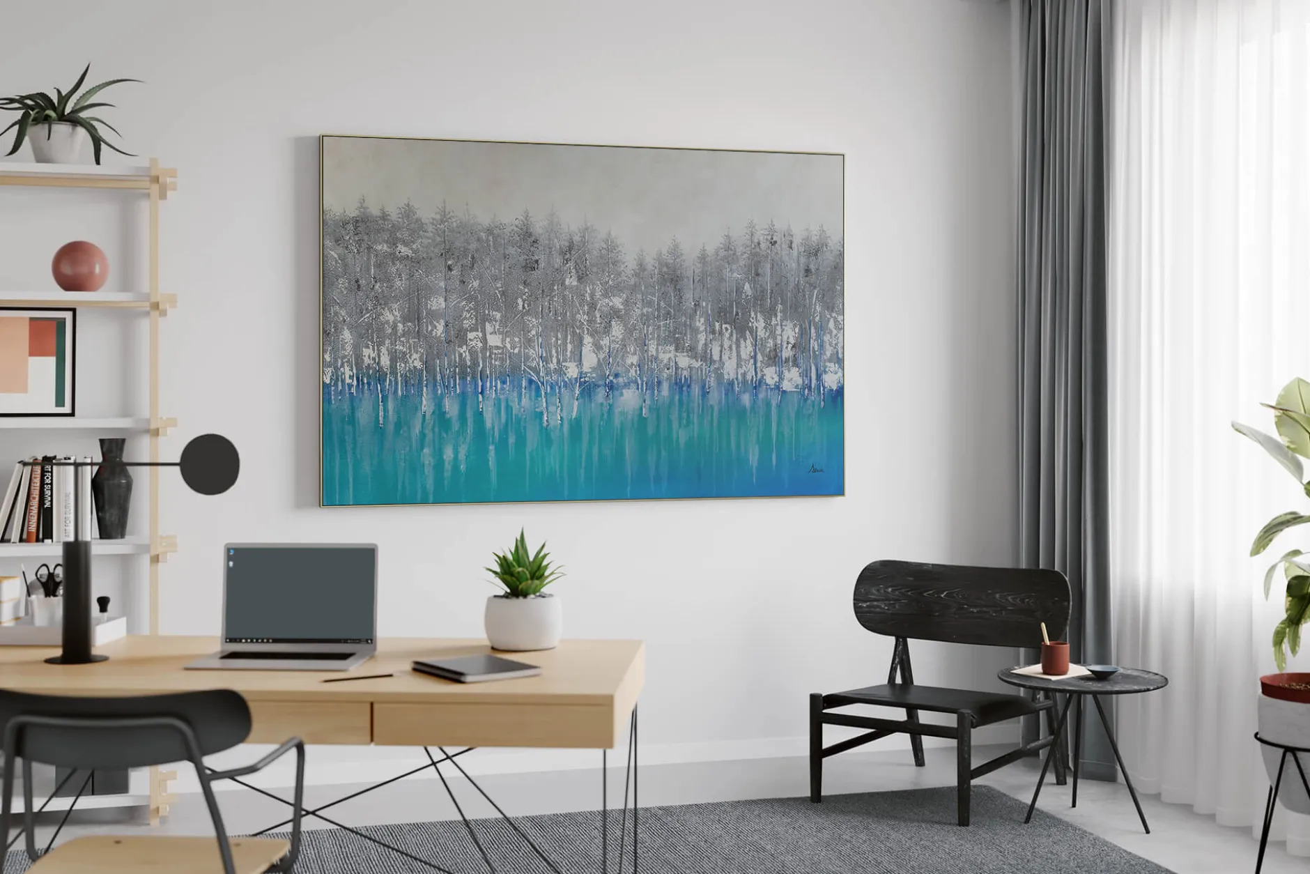 XXL Öl Gemälde 'Blue Reflection' | Handgemaltes Unikat