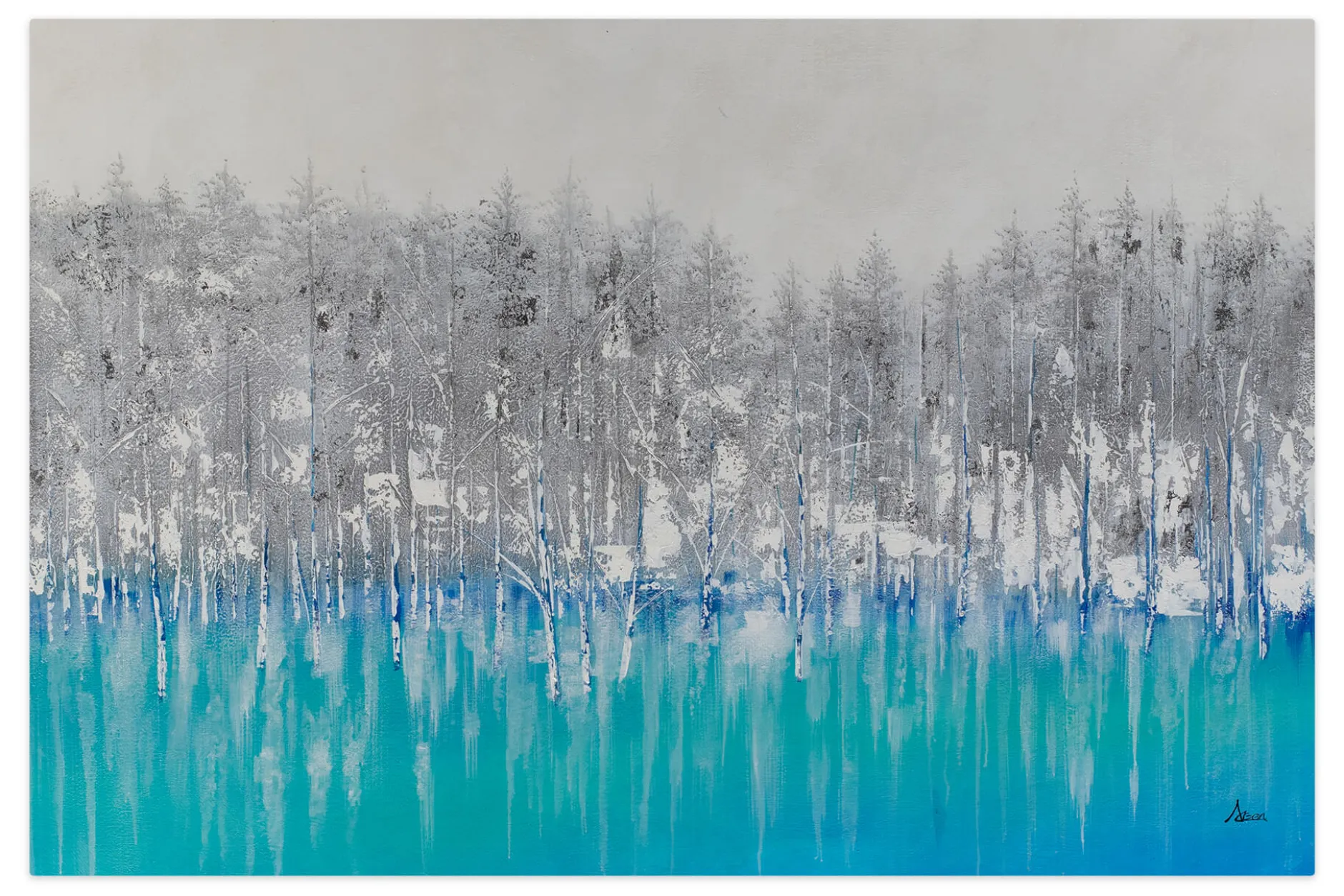 XXL Öl Gemälde 'Blue Reflection' | Handgemaltes Unikat