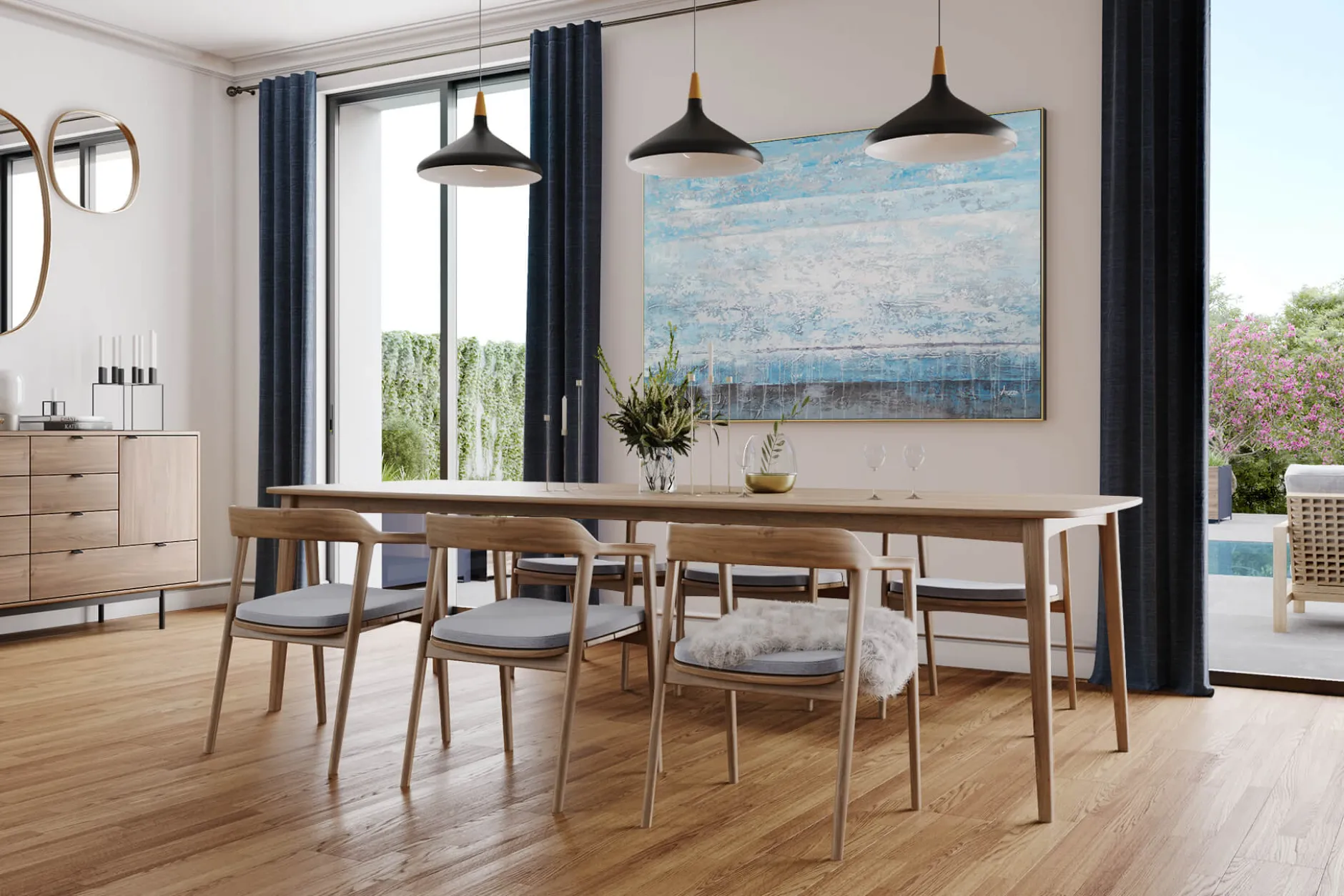 XXL Öl Gemälde 'Blue Waves' | Handgemaltes Unikat