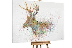 XXL Öl Gemälde 'Bright Deer' | Handgemaltes Unikat