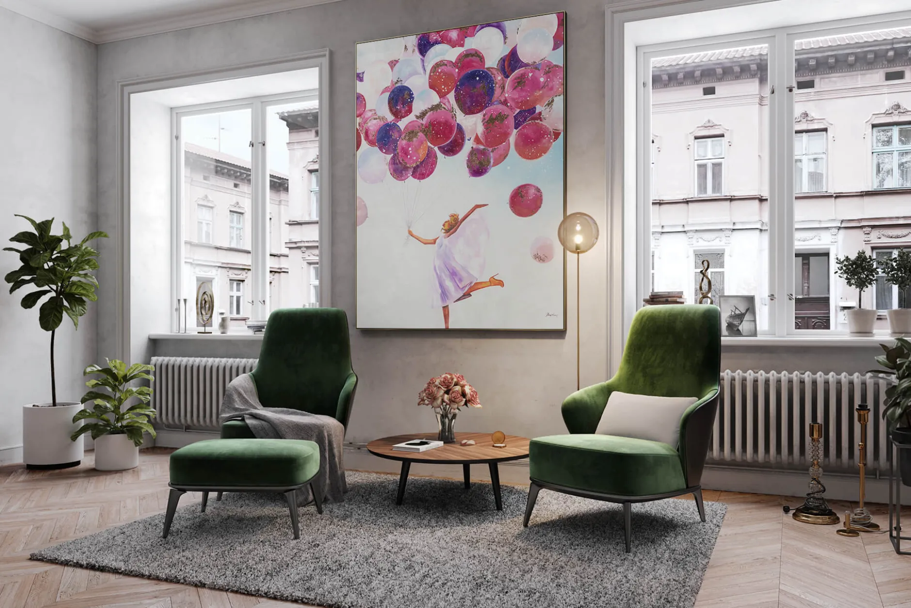 XXL Öl Gemälde '1000 bunte Luftballons' | Handgemaltes Unikat