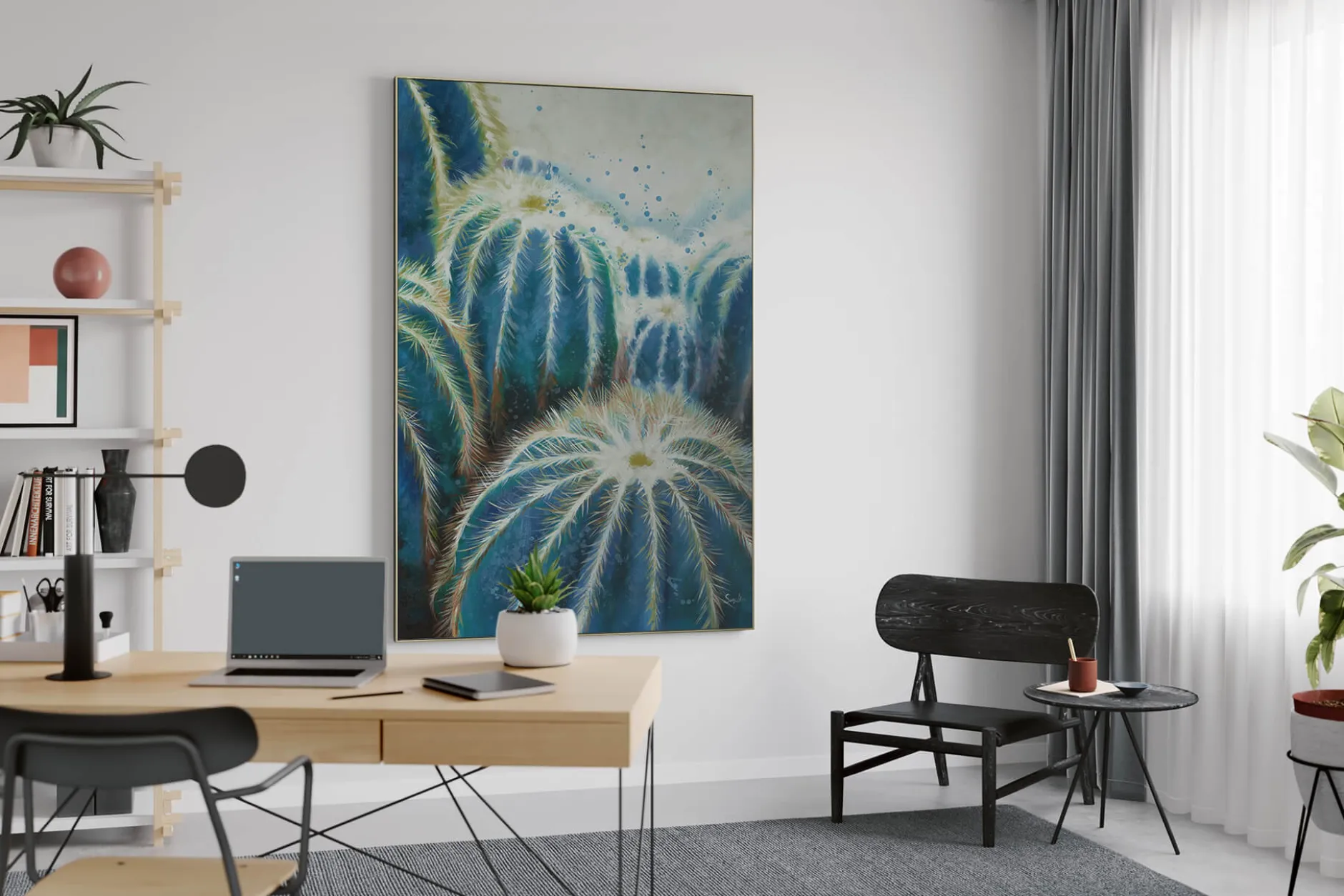 XXL Öl Gemälde 'Cacti Love' | Handgemaltes Unikat