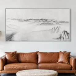 XXL Öl Gemälde 'Cloudy Mountains' | Handgemaltes Unikat