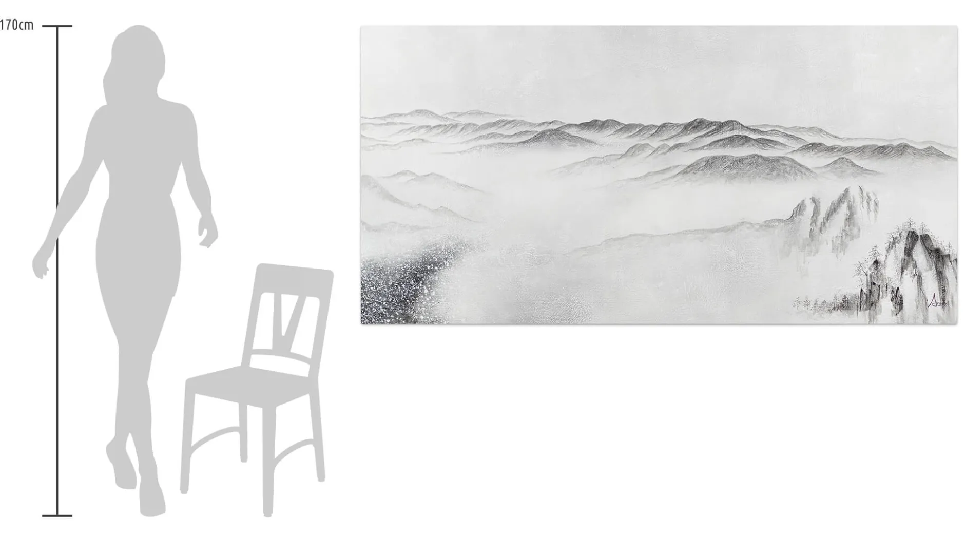 XXL Öl Gemälde 'Cloudy Mountains' | Handgemaltes Unikat