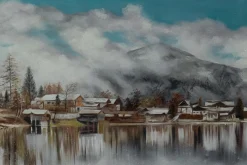XXL Öl Gemälde 'Cold Winter Lake' | Handgemaltes Unikat