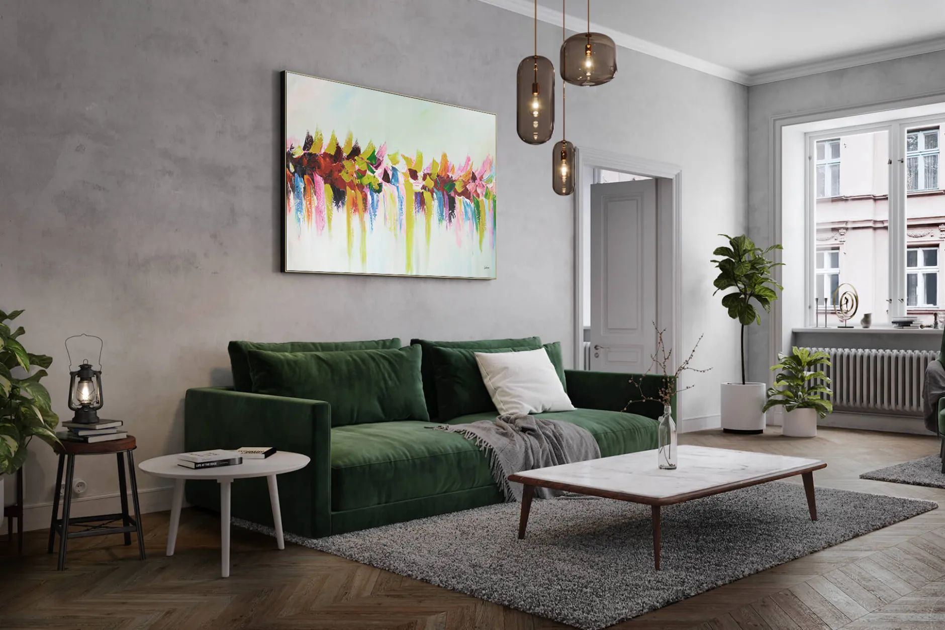 XXL Öl Gemälde 'Colorful Path' | Handgemaltes Unikat