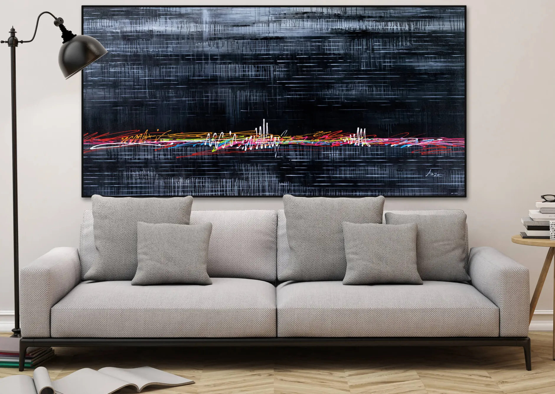 XXL Öl Gemälde 'Colour stripe' | Handgemaltes Unikat