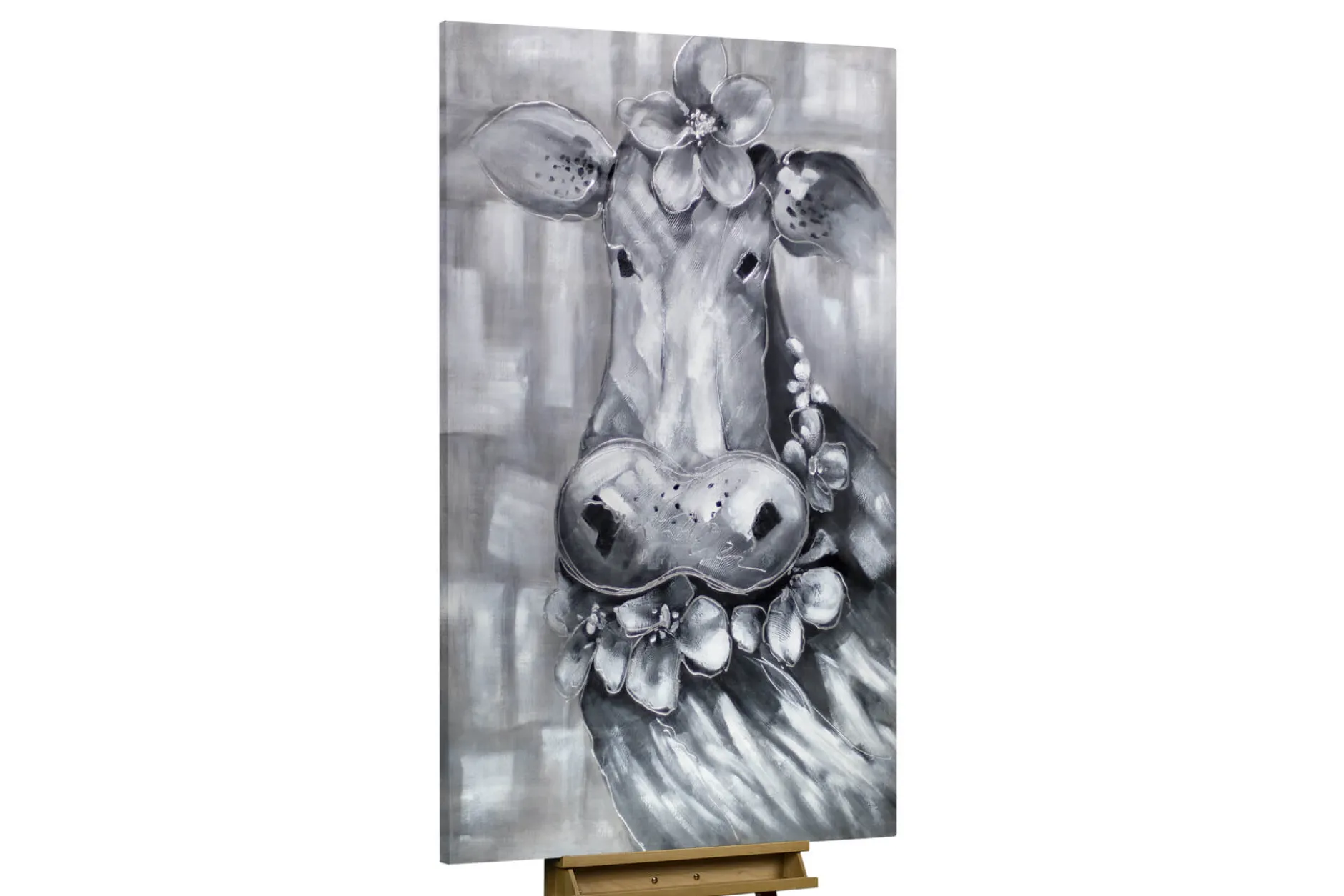 XXL Öl Gemälde 'Crowned Cow' | Handgemaltes Unikat