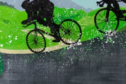 XXL Öl Gemälde 'Cycling in the hills' | Handgemaltes Unikat