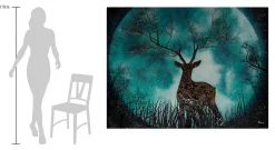 XXL Öl Gemälde 'Deer in the Moonlight' | Handgemaltes Unikat