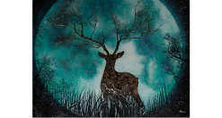 XXL Öl Gemälde 'Deer in the Moonlight' | Handgemaltes Unikat