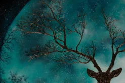 XXL Öl Gemälde 'Deer in the Moonlight' | Handgemaltes Unikat