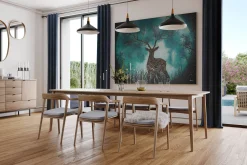 XXL Öl Gemälde 'Deer in the Moonlight' | Handgemaltes Unikat