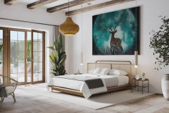 XXL Öl Gemälde 'Deer in the Moonlight' | Handgemaltes Unikat