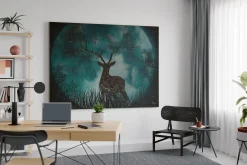 XXL Öl Gemälde 'Deer in the Moonlight' | Handgemaltes Unikat