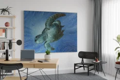 XXL Öl Gemälde 'Diving Turtle' | Handgemaltes Unikat