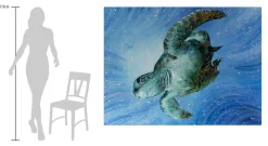 XXL Öl Gemälde 'Diving Turtle' | Handgemaltes Unikat