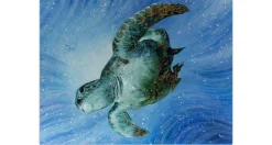 XXL Öl Gemälde 'Diving Turtle' | Handgemaltes Unikat