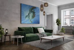 XXL Öl Gemälde 'Diving Turtle' | Handgemaltes Unikat
