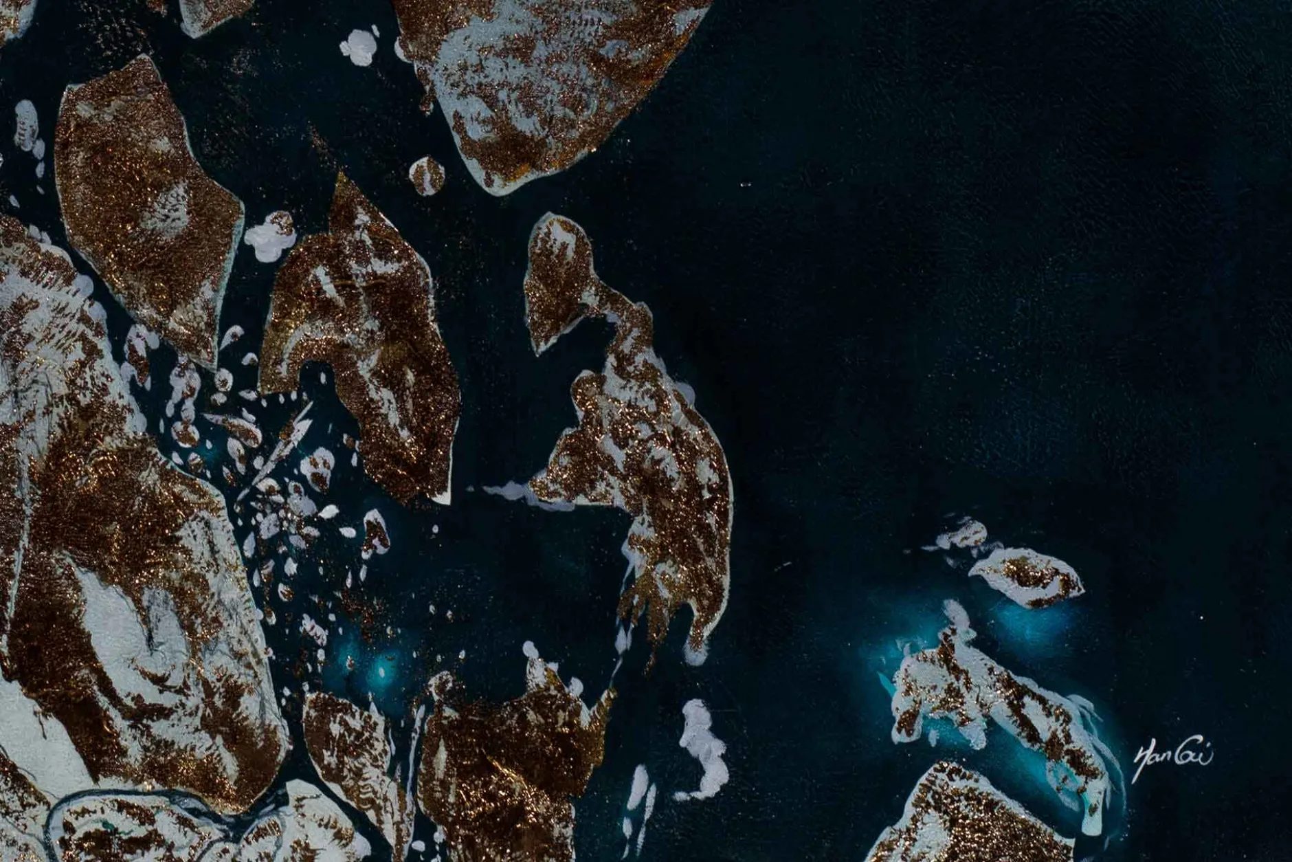 XXL Öl Gemälde 'Driftendes Eis' | Handgemaltes Unikat