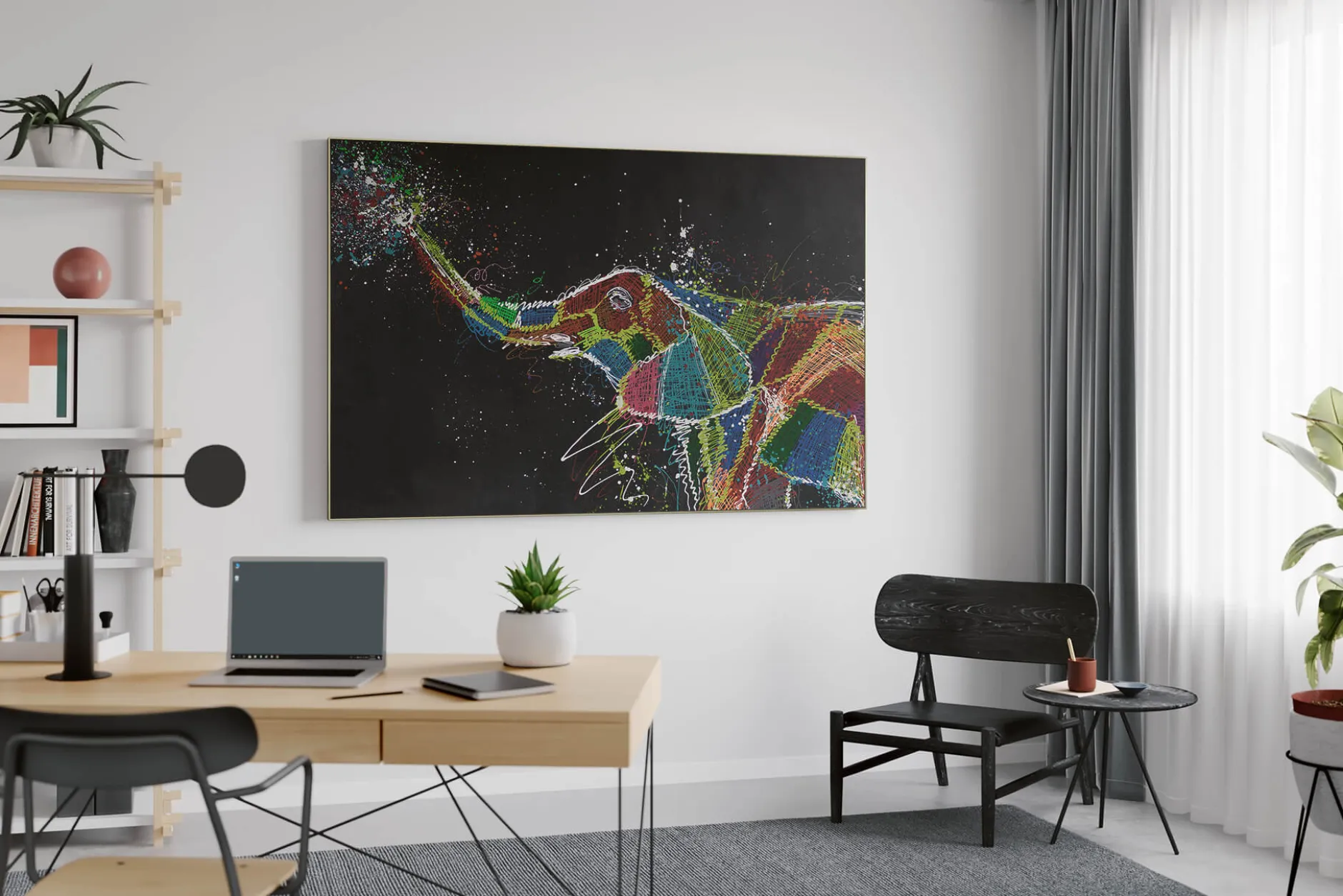 XXL Öl Gemälde 'Ecstatic Elephant' | Handgemaltes Unikat