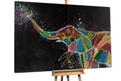 XXL Öl Gemälde 'Ecstatic Elephant' | Handgemaltes Unikat