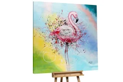 XXL Öl Gemälde 'Famoser Flamingo' | Handgemaltes Unikat