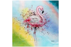 XXL Öl Gemälde 'Famoser Flamingo' | Handgemaltes Unikat