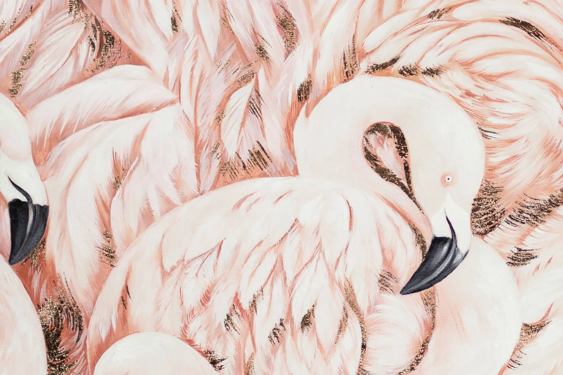 XXL Öl Gemälde 'Flamingofest' | Handgemaltes Unikat