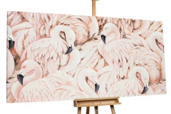 XXL Öl Gemälde 'Flamingofest' | Handgemaltes Unikat