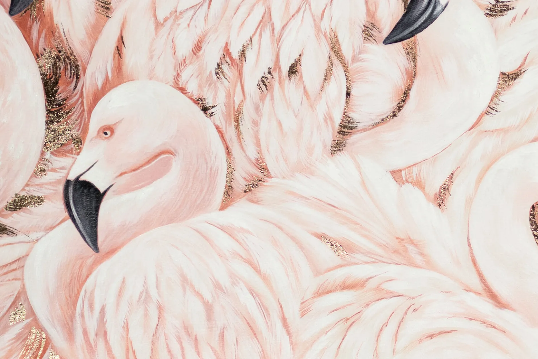 XXL Öl Gemälde 'Flamingofest' | Handgemaltes Unikat