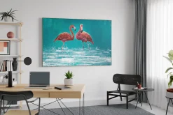 XXL Öl Gemälde 'Flamingosommer' | Handgemaltes Unikat