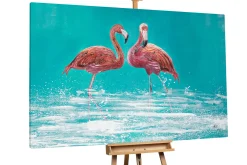 XXL Öl Gemälde 'Flamingosommer' | Handgemaltes Unikat