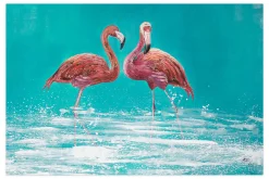 XXL Öl Gemälde 'Flamingosommer' | Handgemaltes Unikat