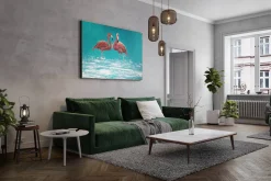 XXL Öl Gemälde 'Flamingosommer' | Handgemaltes Unikat