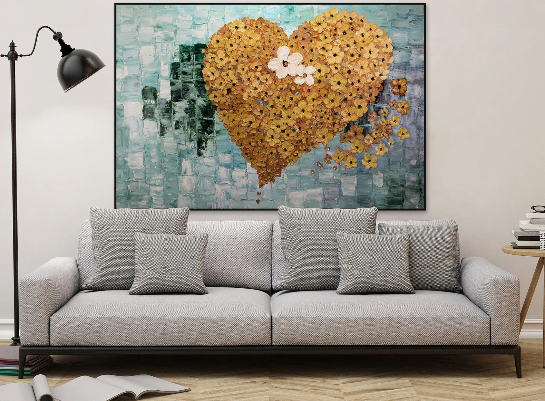 XXL Öl Gemälde 'Floating Heart' | Handgemaltes Unikat