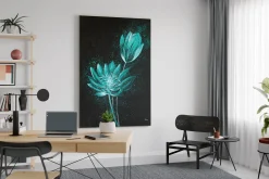 XXL Öl Gemälde 'Fluorescent Bloom' | Handgemaltes Unikat