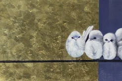 XXL Öl Gemälde 'Four Little Birds Pitch' | Handgemaltes Unikat