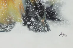 XXL Öl Gemälde 'Freude am Schnee' | Handgemaltes Unikat